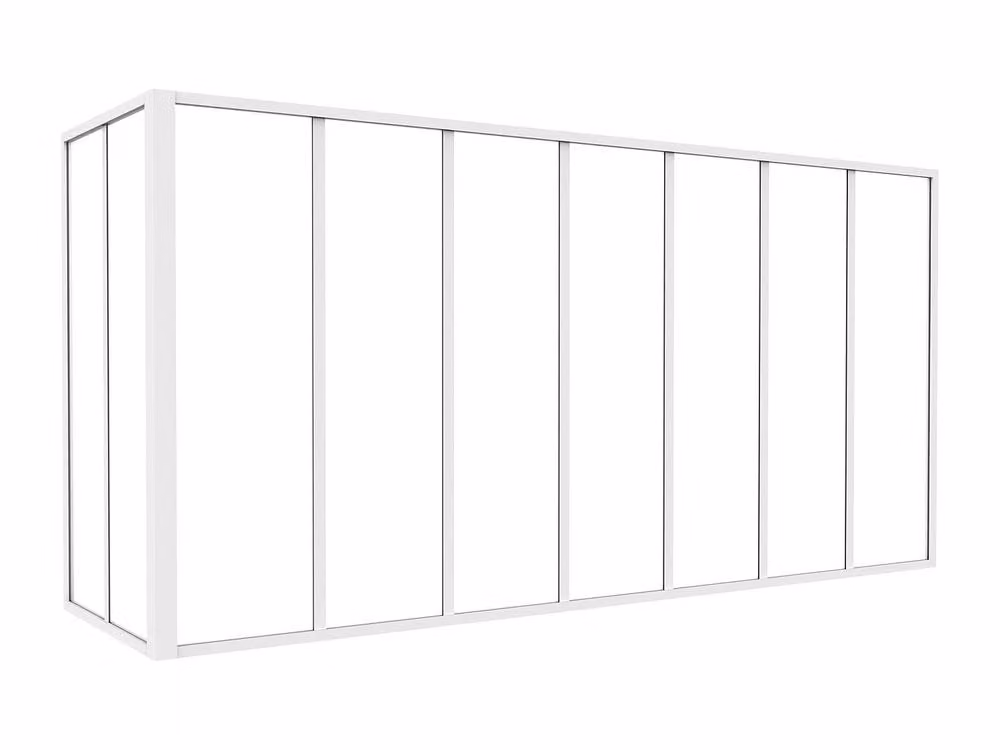 Vente-unique Corner Studio Glass Panelling in Powder-Coated Aluminium, White, L: 210 cm, W: 60 cm