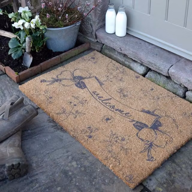 Artsy Mats Welcome Chinoiserie Coir Doormat in Beige, W/D: 90 x 60 cm – 1