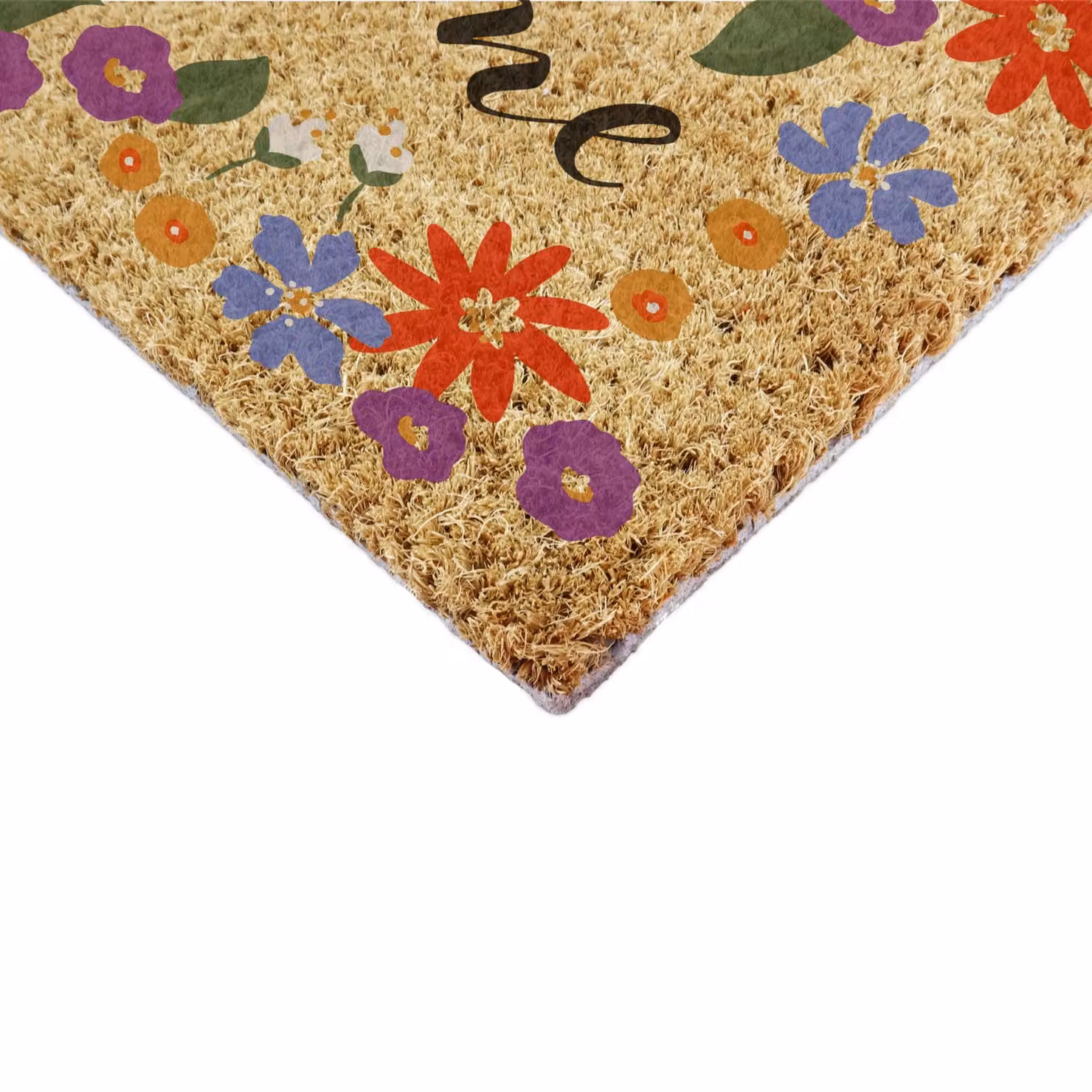 Artsy Mats Welcome Floral Border Coir Doormat in Brown, W: 90 cm, D: 60 cm – 4