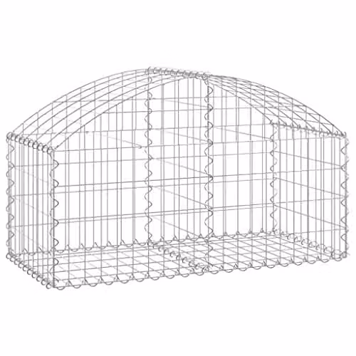 vidaXL Arched Gabion Basket in Silver Galvanised Steel, W/D/H: 100 x 50 x 40/60 cm