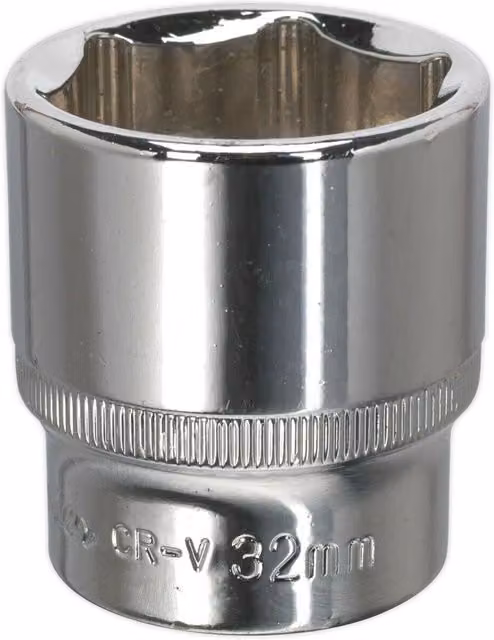Loops 32mm Forged Steel Drive Socket with 1/2 inch Square Drive in Silver Chrome Vanadium