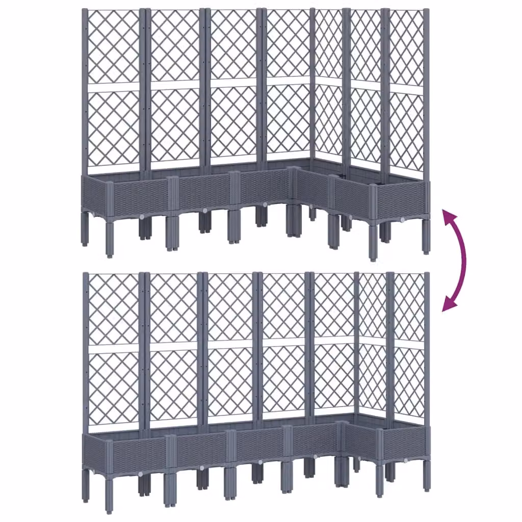 Berkfield Home Garden Planter with Trellis in Blue and Grey, W: 160 cm, D: 120 cm, H: 142 cm – 4