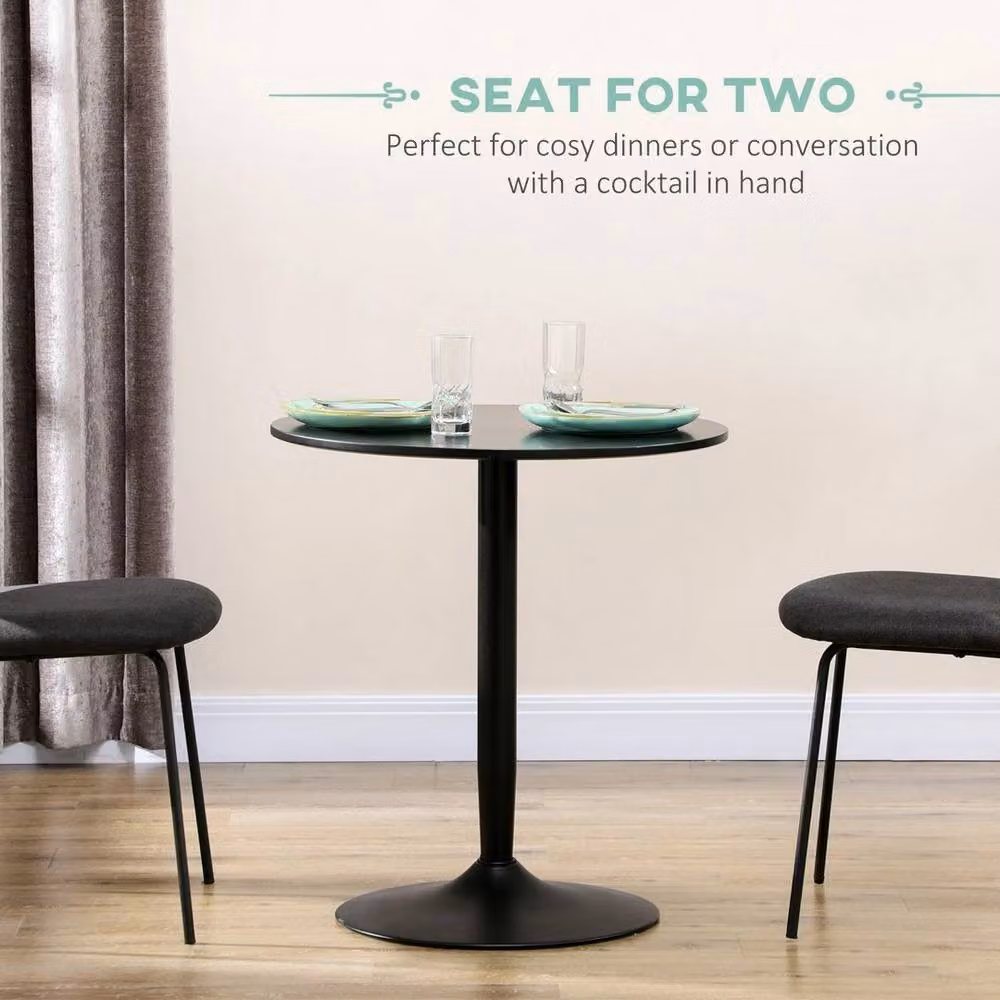 VOGREX Round Dining Table with Steel Base in Black, Diameter: 100 cm – 5