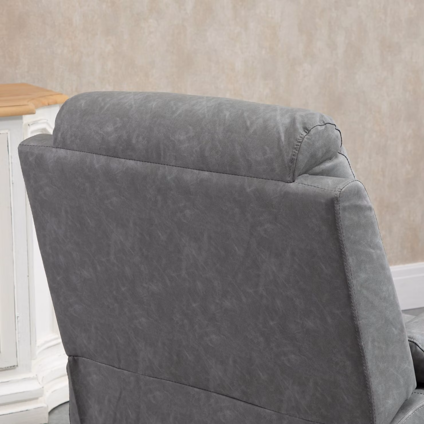 HOMCOM Grey Faux Leather Electric Power Lift Recliner Armchair with Remote Control and Side Pocket – 7