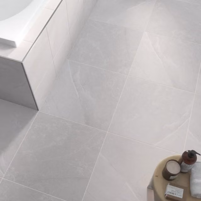 Johnson Tiles Melford Marble Effect Grey Grip Floor Tiles, Pack of 4