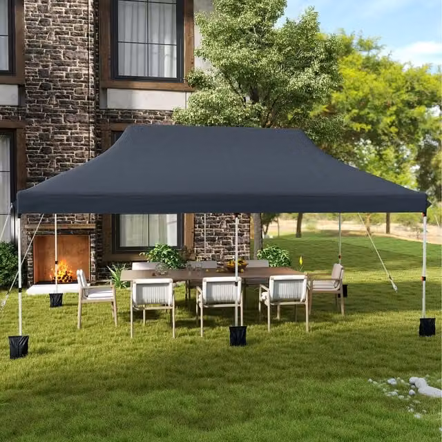 Costway Foldable Pop Up Canopy Tent Gazebo in Black W/D/H: 300 x 300 x 300 cm