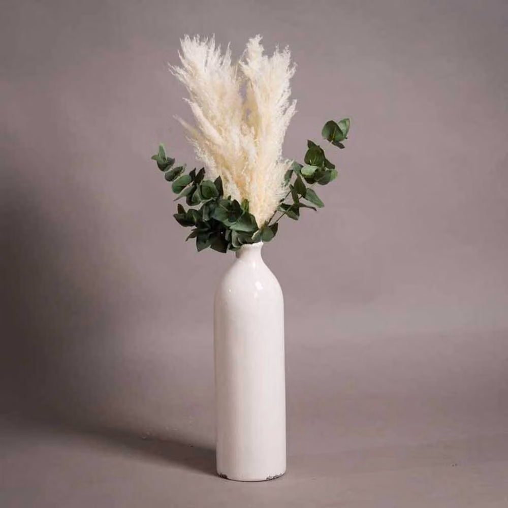 Lemon Pavilion Furniture and Decor Garda Glazed Gisela Ceramic Vase, White, W: 18 cm, D: 18 cm, H: 51 cm – 2
