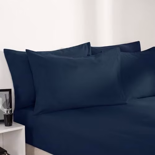 Brentfords King Size Fitted Bed Sheet in Navy Blue, Easy Care Microfibre, W/D/H: 152 x 200 x 25 cm – 2