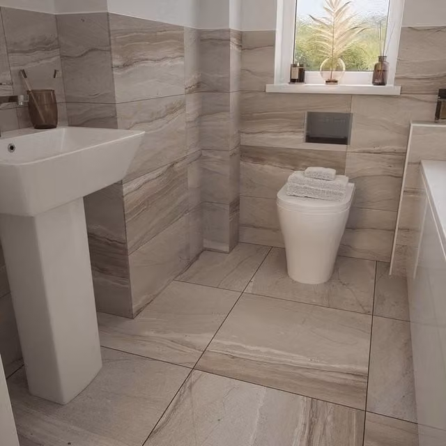 Johnson Tiles Haven Natural Stone Look Floor and Wall Tile Sample in Pebble