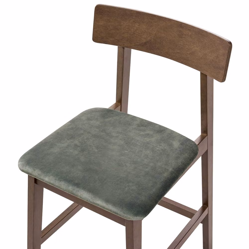 Wyld and Coco Everwood Two Piece Bar Chair Set in Dark Brown and Green Velvet Upholstery – 4