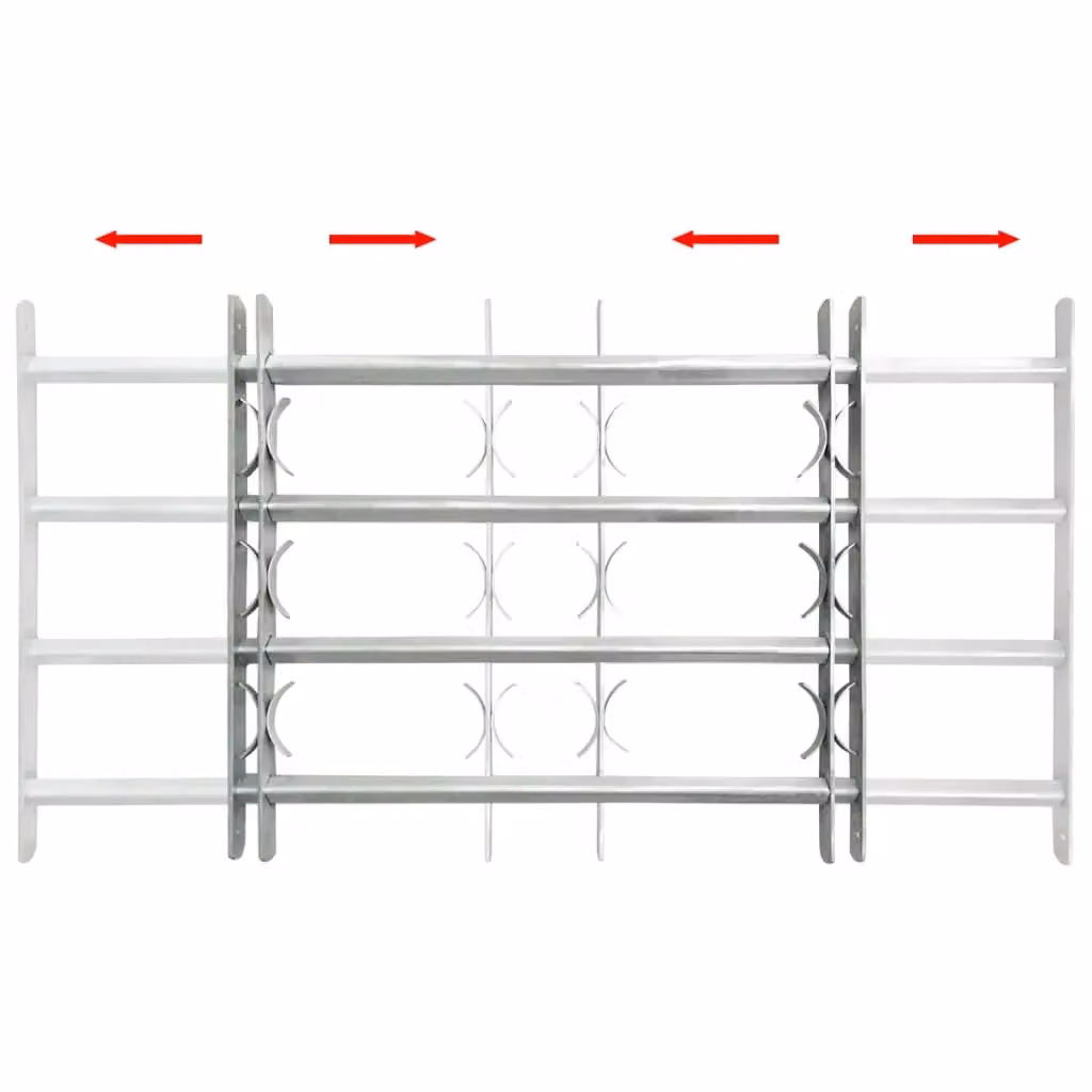 Berkfield Home Adjustable Steel Security Window Grille with 4 Crossbars, Silver