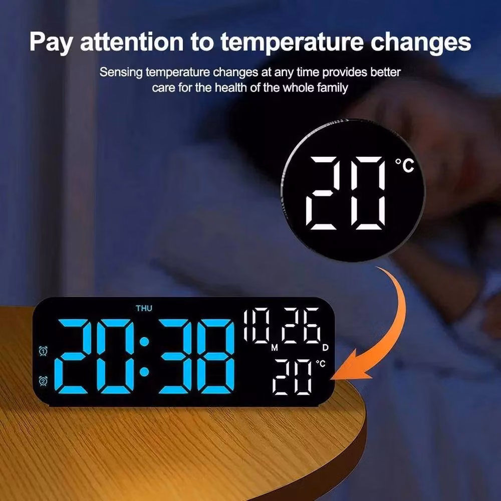FLAVORA Small Digital LED Display Clock in Black – 6