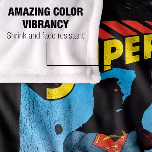 DC Comics Superman Silky Touch Super Soft Fleece Throw Blanket, White, W/D/H: 152 x 127 cm – 4