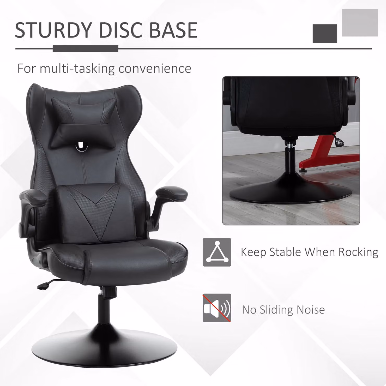 Vinsetto Black Synthetic Leather Video Game Chair with Headrest and Armrests – 4