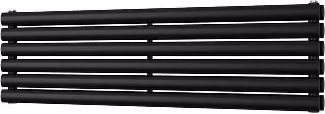 UK Radiators Omeara Axis Black Elliptical Tube Horizontal Designer Double Panel Radiator W: 120 cm, H: 34.8 cm