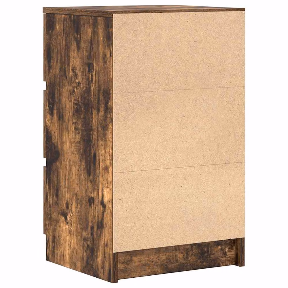 Berkfield Home Bedside Cabinet with 3 Drawers in Smoked Oak Brown, W/D/H: 39 x 35 x 65 cm – 4