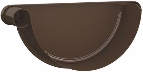Lindab Galvanised Steel Gutter Left Hand Stop End, 190mm, Brown