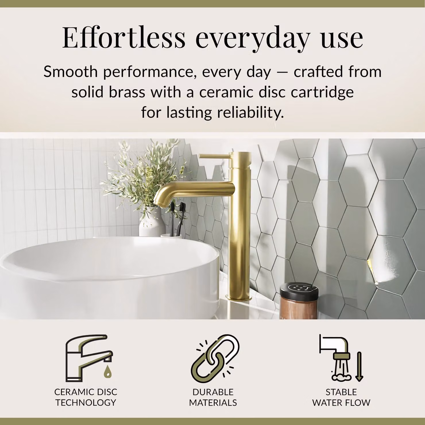Balterley Round Minimalist Tall Mono Basin Mixer Tap in Brushed Brass – 2