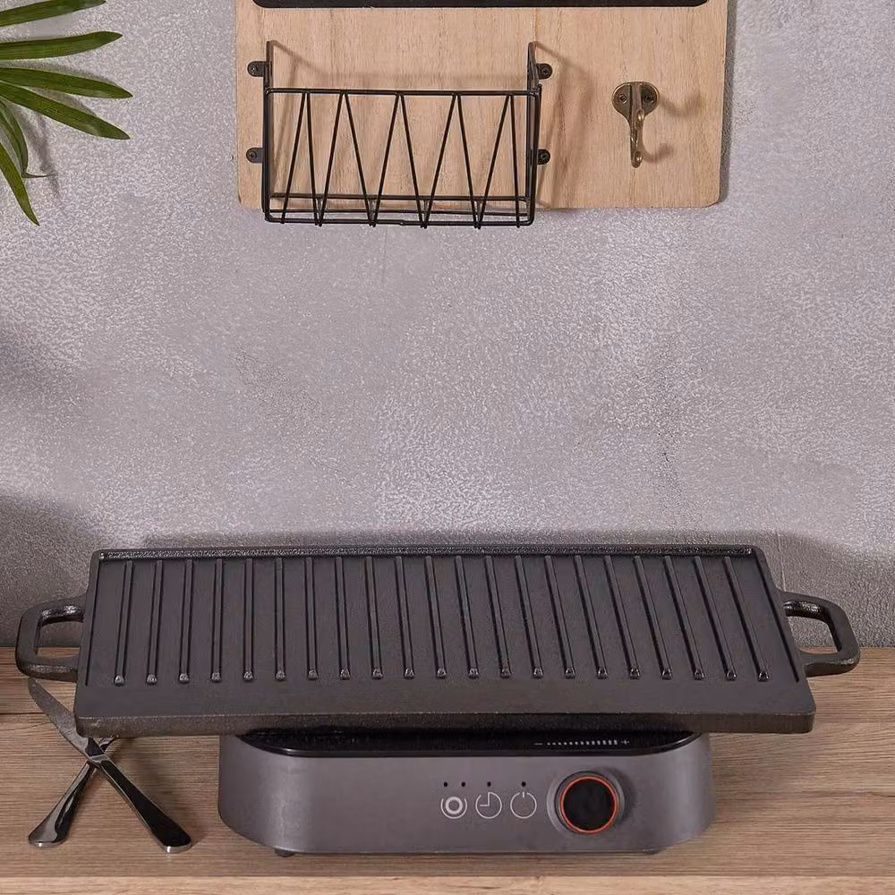 PAWNORA Non-Stick Cast Iron Griddle, Black, W: 45 cm, D: 22 cm – 4