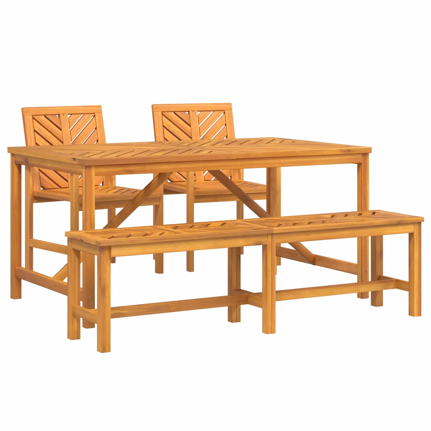 Berkfield Home 4 Piece Rustic Acacia Wood Garden Dining Set in Brown – 2