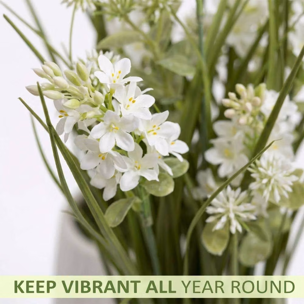 Crystals Modern Faux Artificial Lavender Silk Flowers in Pot, Green and White, Height: 50 cm – 4