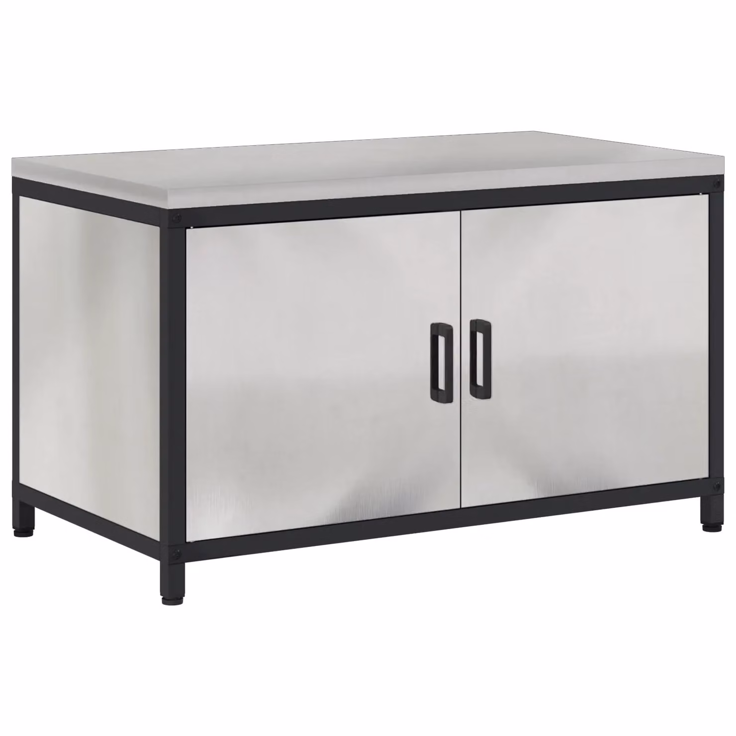 Berkfield Home Modern Silver Stainless Steel Kitchen Storage Cabinet with Internal Shelves and Hinged Doors – 2