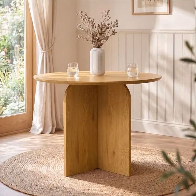 Home Garden Direct NYX Modern Round Dining Table in Brown Wood Effect