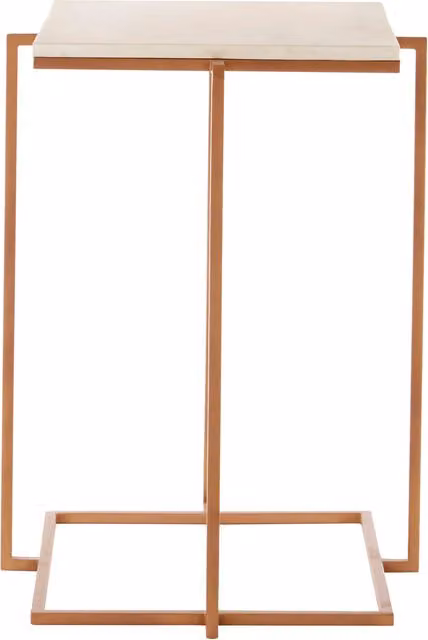 Orsina White Marble Square Side Table with Gold Finish Legs