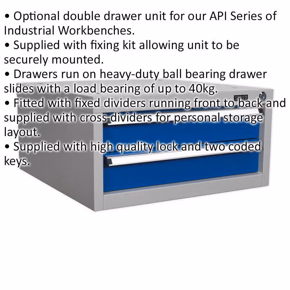 Loops Lockable Double Drawer Unit in Multicolour for Industrial Workbenches – 2
