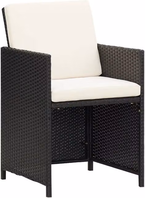 Berkfield Home Set of 4 Black Poly Rattan Garden Dining Chairs with Cushions – 1