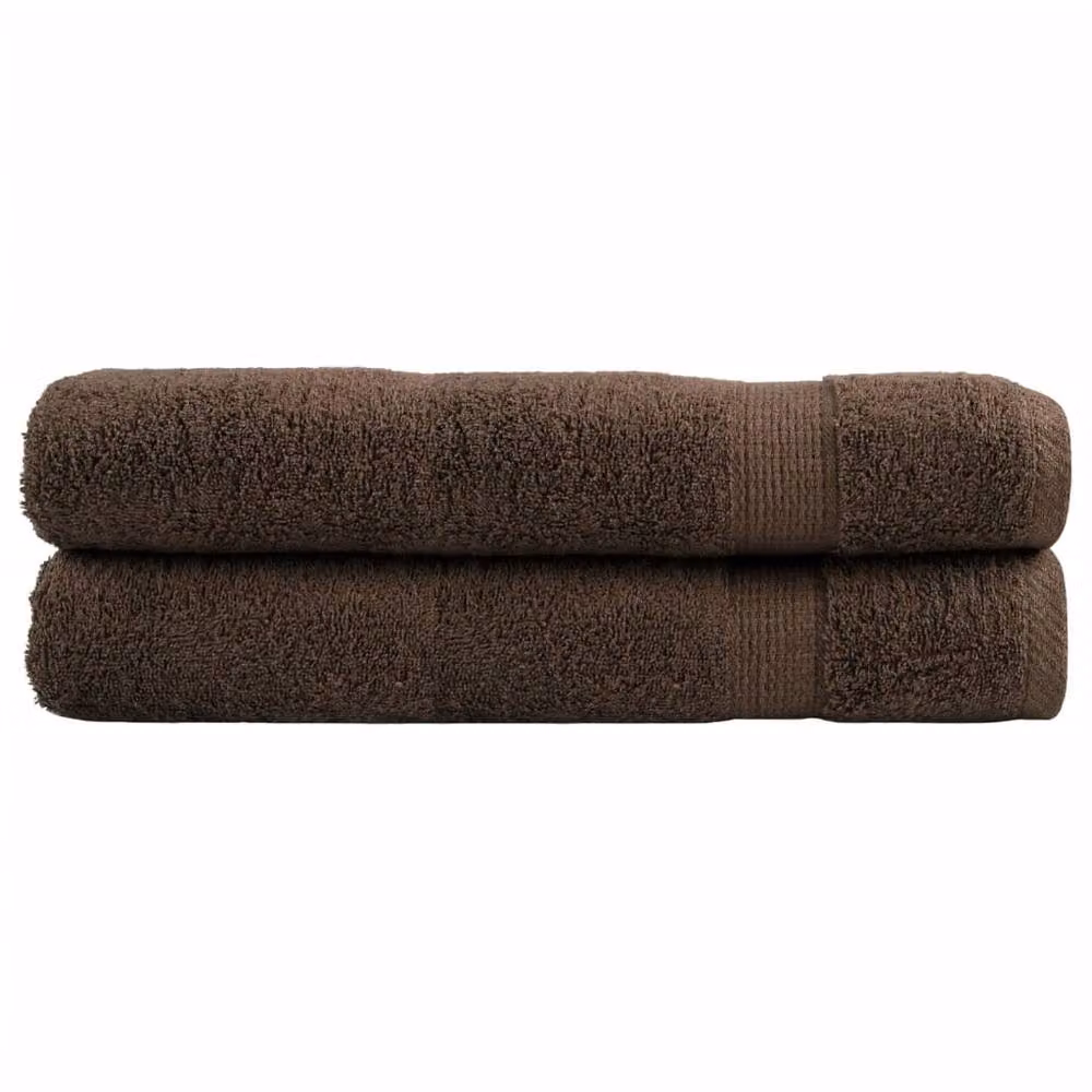 Berkfield Home SOLUND Premium Cotton Terry Towels, 2 Pack, Brown, W: 100 cm, L: 200 cm, 600gsm – 2