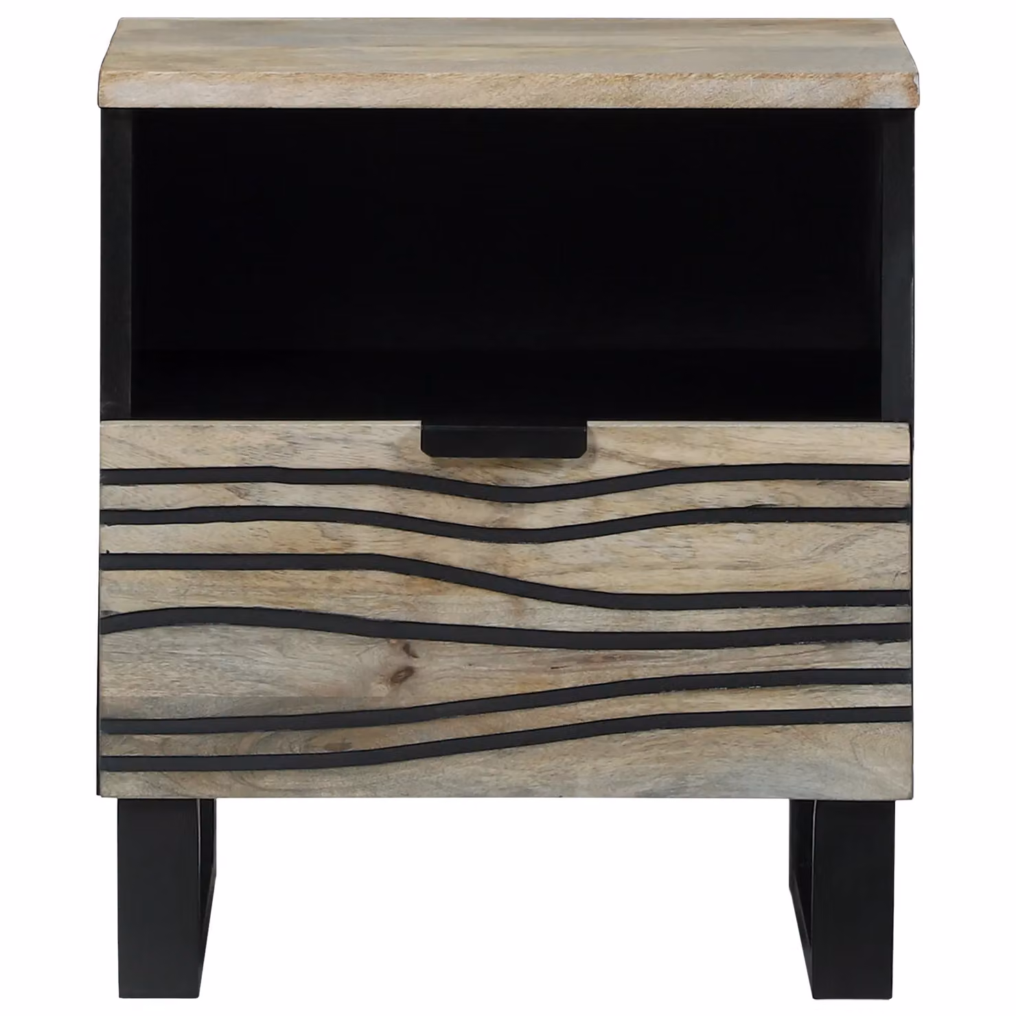 Berkfield Home Bedside Table with Drawer in White and Black, W/D/H: 40 x 33 x 46 cm – 3