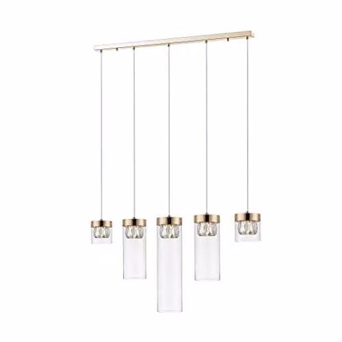 Netlighting Zumaline Gem Bar Pendant Ceiling Light in Gold with 5x G9 Glass Shades
