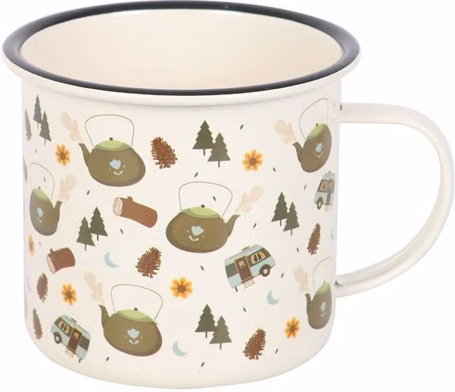 Something Different Camping Enamel Mug in White