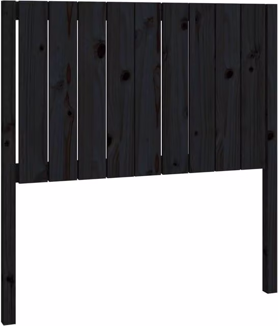 Berkfield Home Black Rustic Solid Pine Wood Bed Headboard W: 95.5 cm, D: 4 cm, H: 100 cm