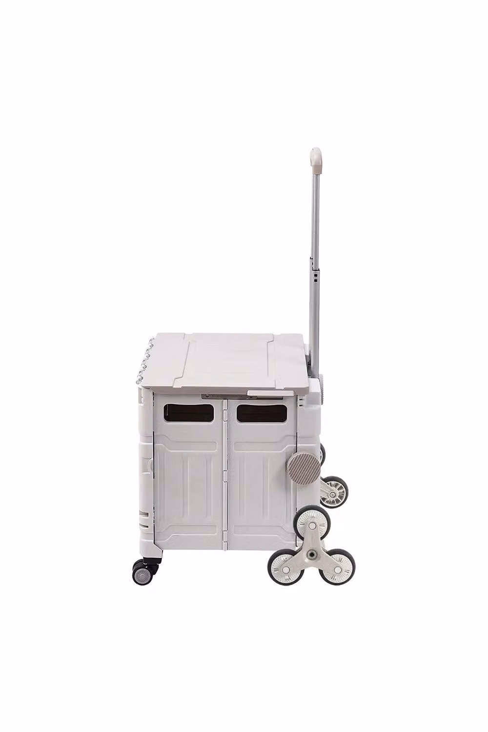 H&O Direct 75L Folding Plastic Stairs Climbing Shopping Trolley Cart in Grey – 3