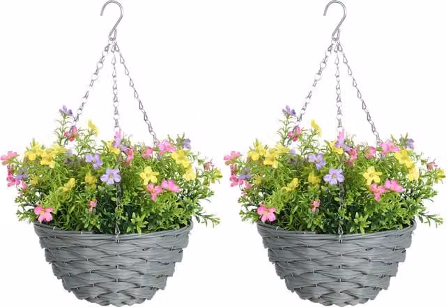 HOMCOM Set of 2 Multi-Coloured Artificial Hanging Cosmos Flowers