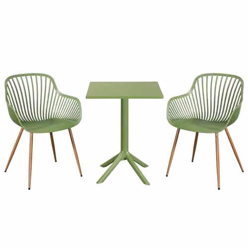 Core Products 3-Piece Bistro Garden Set with Two Sunray Armchairs and Square Plastic Table – 1