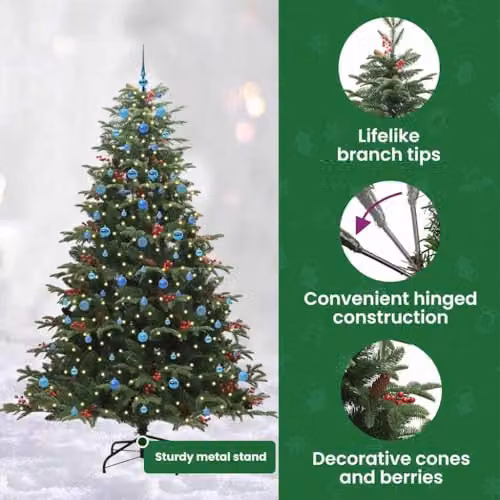 vidaXL Artificial Christmas Tree with 300 LEDs and Stand, Green, Height: 240 cm – 5