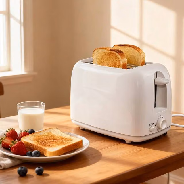 Flavora 2 Slice Toaster in White with 6 Shade Settings and 6 Cooking Modes, W: 15 cm, D: 15 cm, H: 17 cm