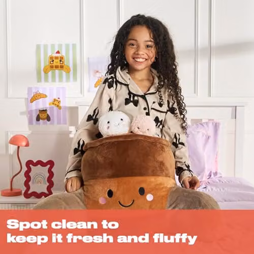OHS Hot Chocolate Cuddle Cushion in Brown, Soft Teddy Fleece Reading Pillow for Adults and Kids, W/D/H: 45 x 40 x 30 cm – 2