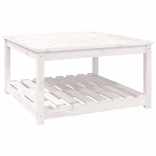 vidaXL White Solid Wood Pine Garden Table W/D/H: 82.5 x 82.5 x 45 cm