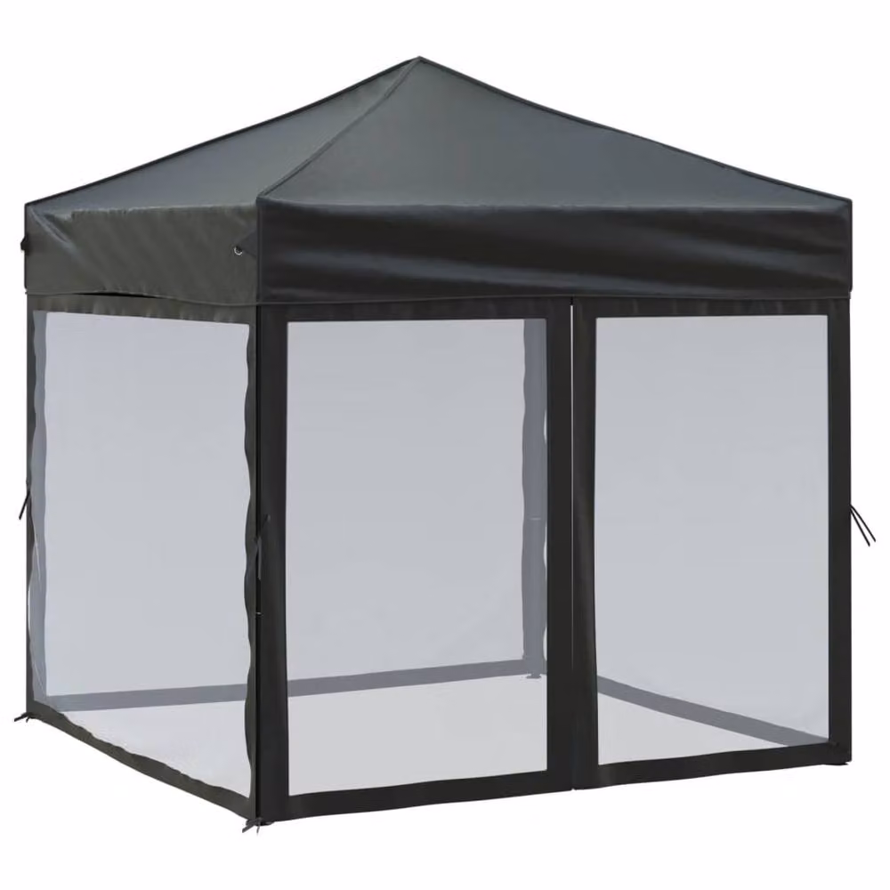 Berkfield Home Sturdy Folding Party Tent with Sidewalls, Black, 2 x 2 m – 2