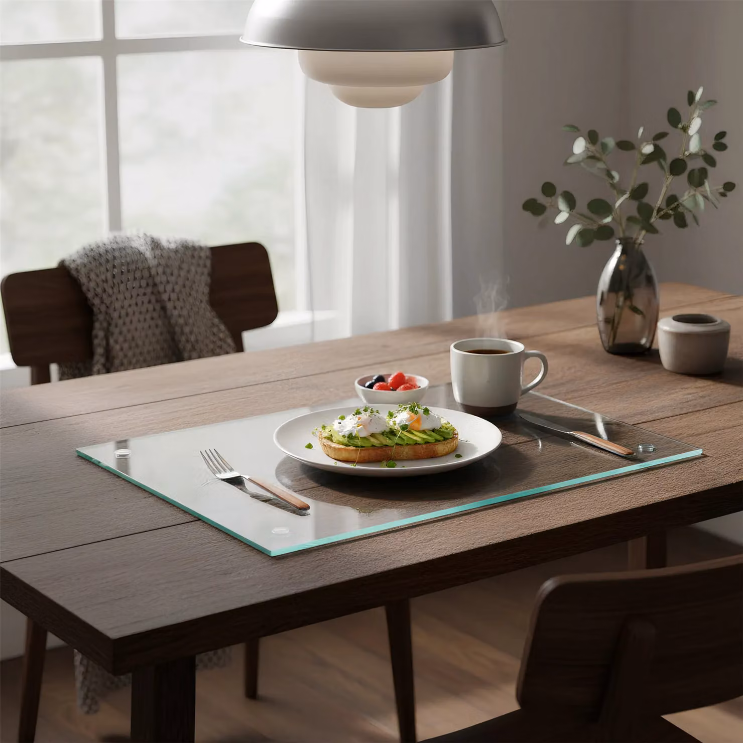 Harbour Housewares Set of 6 Transparent Glass Placemats, W: 40 cm, D: 30 cm – 4