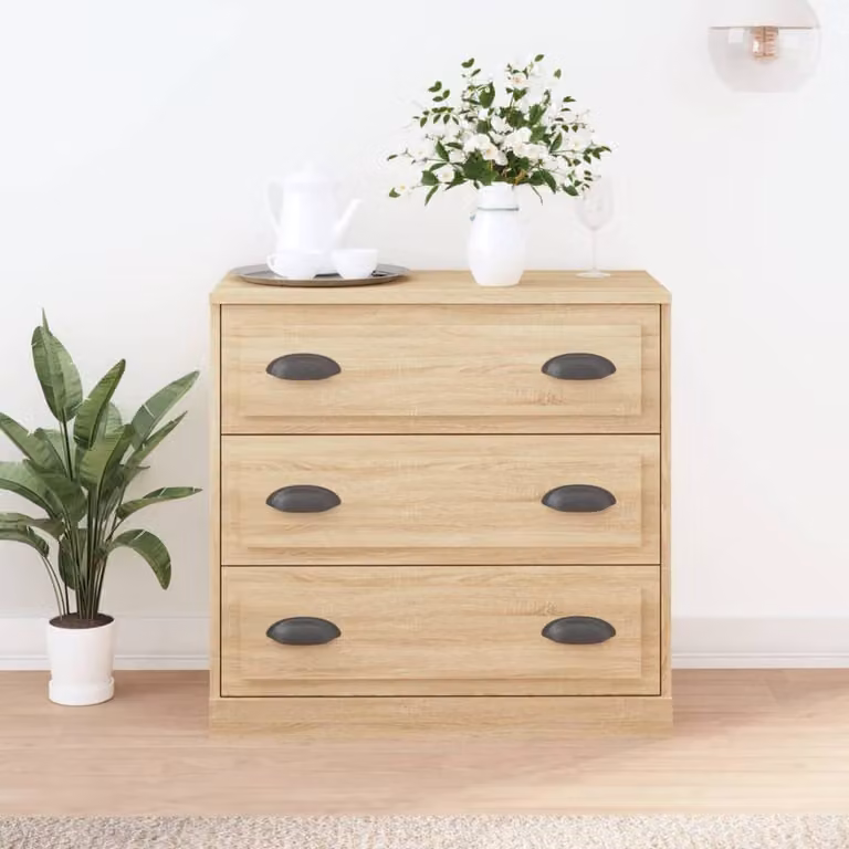 Berkfield Home Sonoma Oak Sideboard in Beige, W/D/H: 70 x 35.5 x 67.5 cm