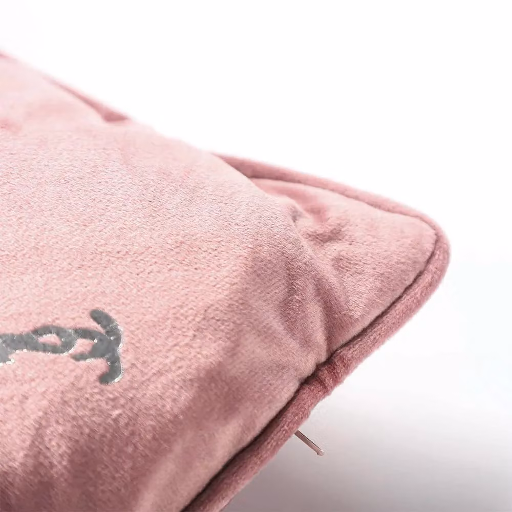 Voltico Foil Printed Bee Filled Square Cushion in Chocolate and Pink, 43 x 43 cm – 2