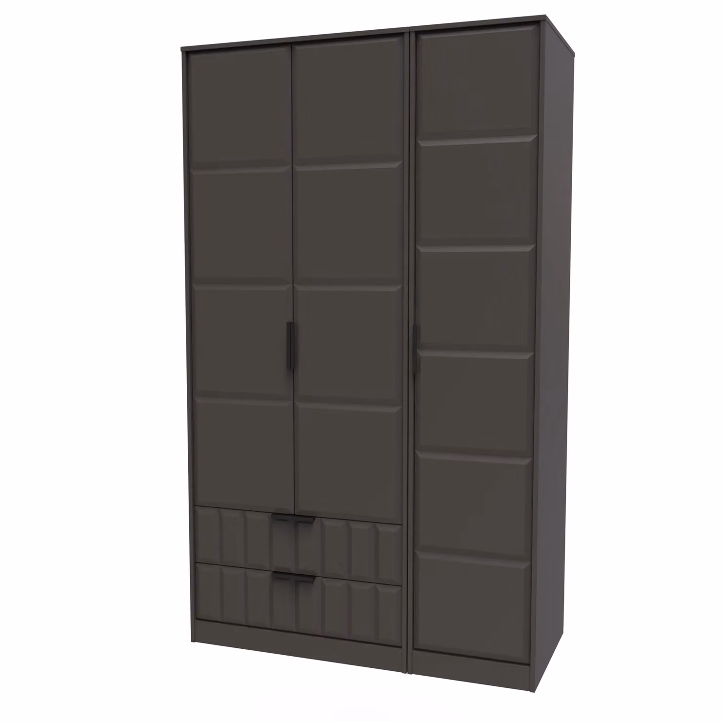 Ready Assembled 2 U Seattle Triple Wardrobe with 2 Drawers in Dark Grey – 2