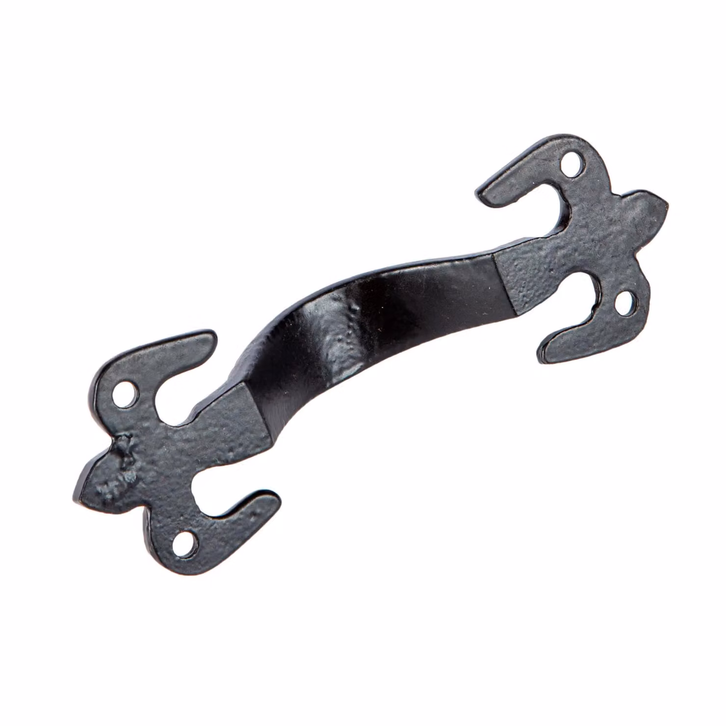 Hammer and Tongs Rustic Fleur De Lis Iron Bow Door Handle in Matt Black, H: 10.5 cm, W: 5.2 cm – 3