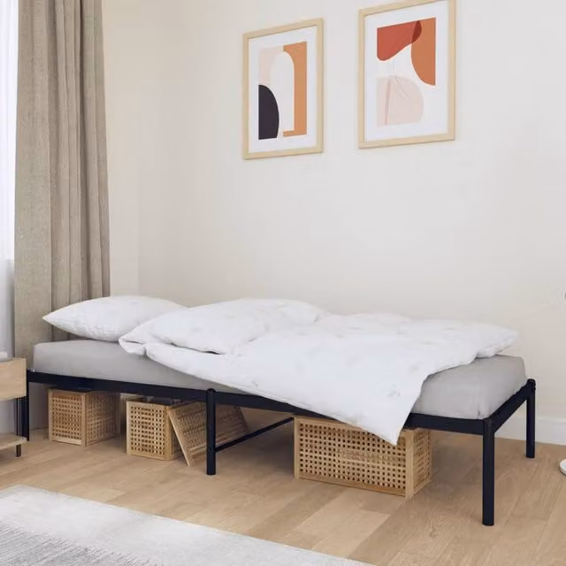 Berkfield Home Metal Bed Frame in Black, W/D/H: 75 x 190 cm Small Single – 1