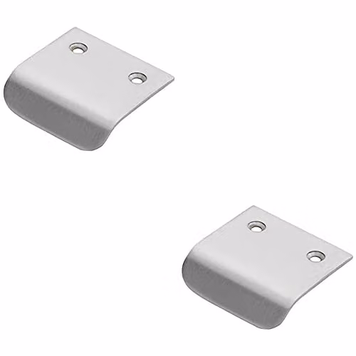 Loops 2 Pack Semi-Concealed Flush Pull Cabinet Finger Handles in Satin Chrome with 29mm Fixing Centres